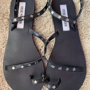 Steve Madden black leather star sandals